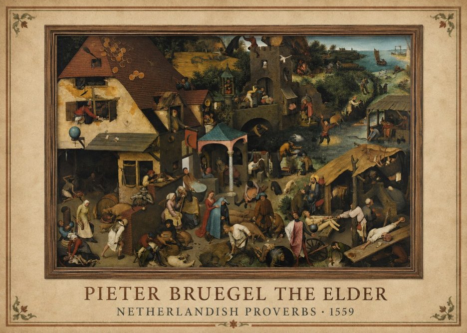 Pieter Bruegel Netherlandish Proverbs XI No1 - Affiche