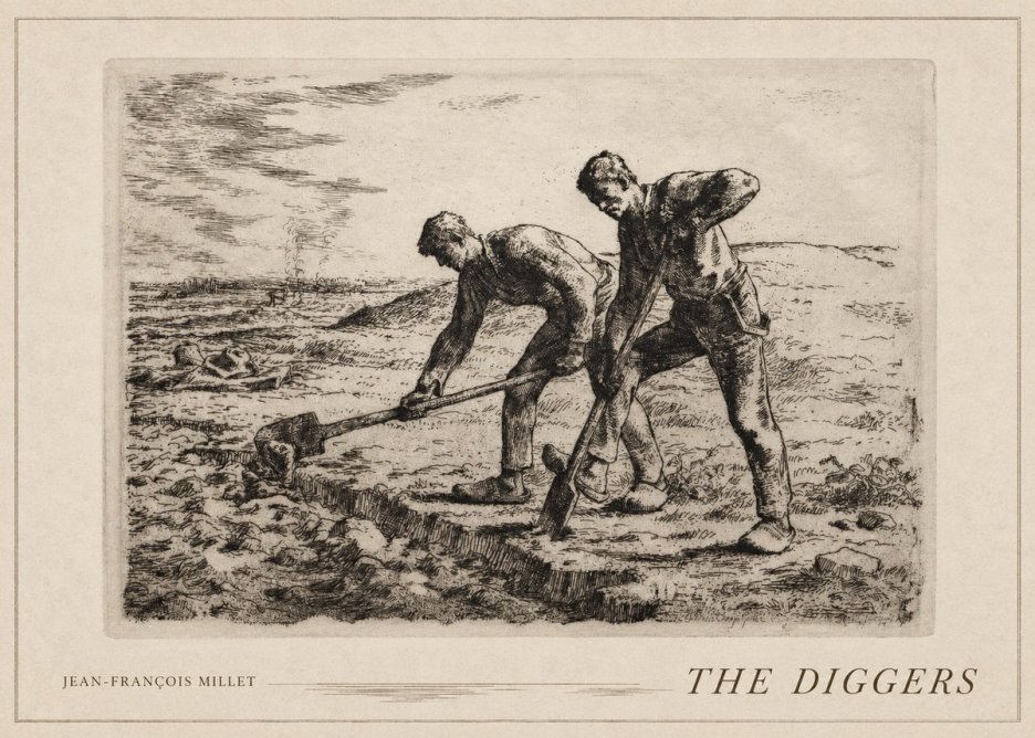 Jean-François Millet The Diggers No5 - Affiche