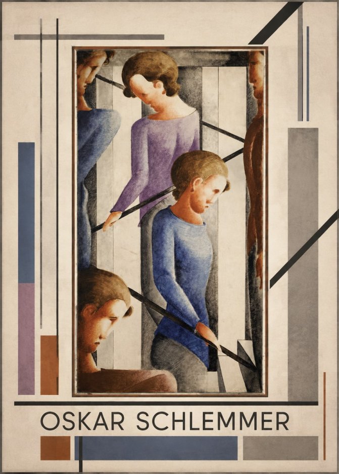 Oskar Schlemmer Staircase Figures II No1 - Affiche