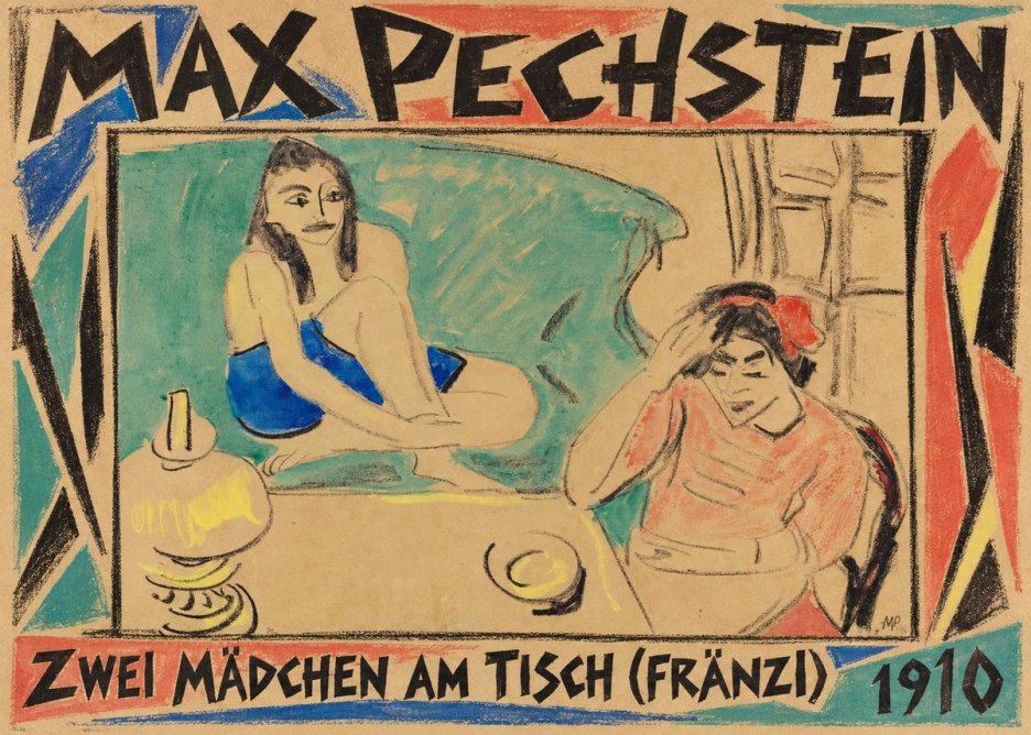 Max Pechstein Zwei Mädchen Am Tisch (Fränzi) No1 - Affiche