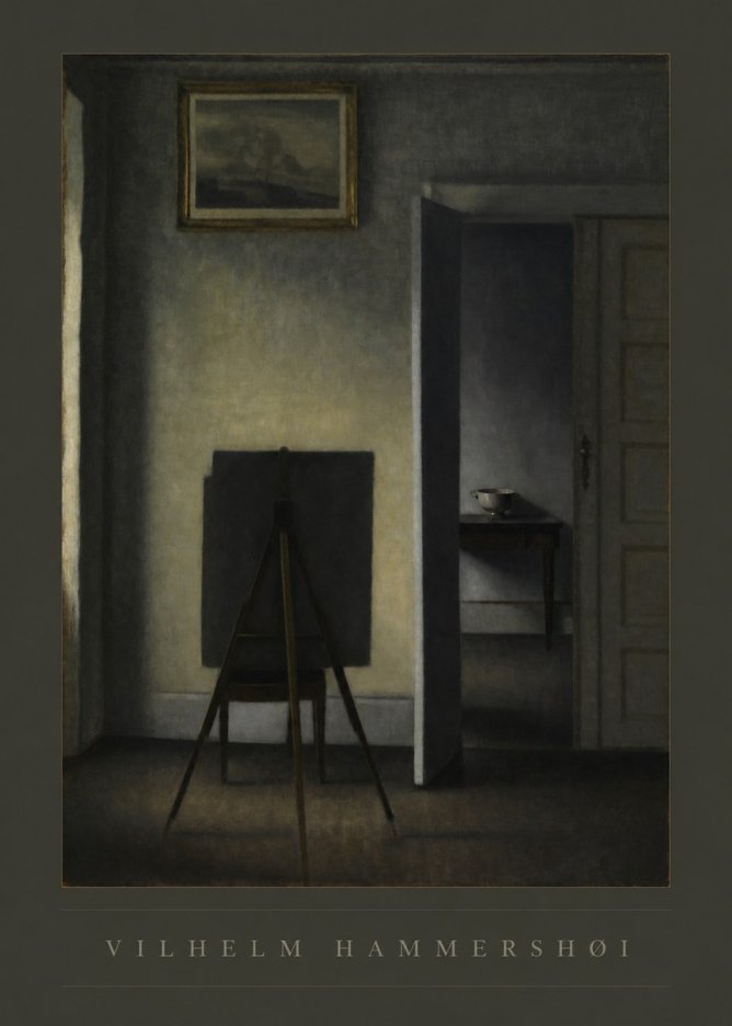 Vilhelm Hammershøi Interior with the Artist's Easel III No6 - Affiche