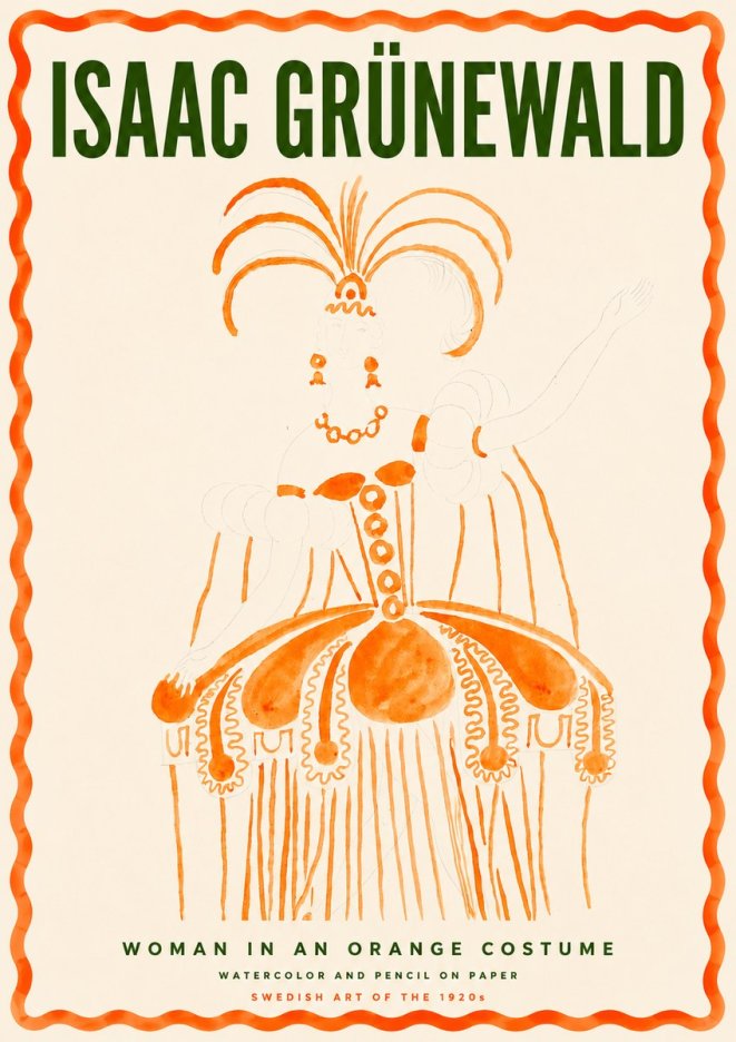 Isaac Grünewald Woman in an Orange Costume No3 - Affiche
