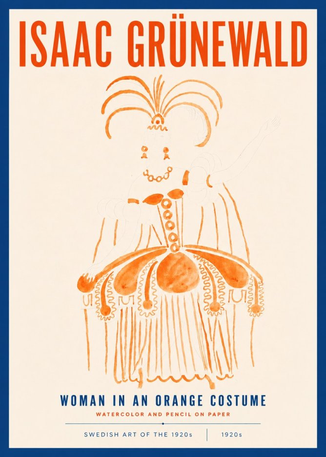 Isaac Grünewald Woman in an Orange Costume No4 - Affiche