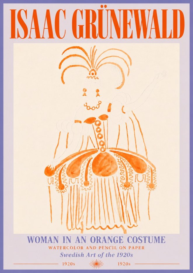 Isaac Grünewald Woman in an Orange Costume No5 - Affiche