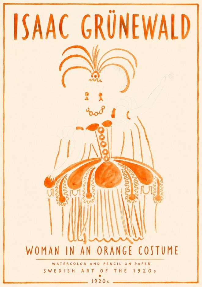 Isaac Grünewald Woman in an Orange Costume No6 - Affiche