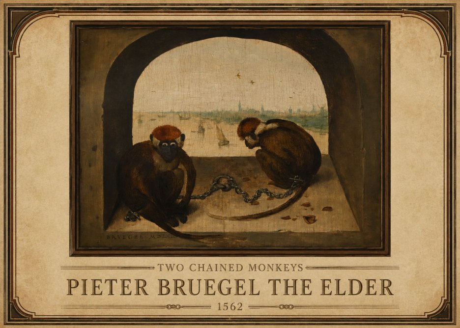 Pieter Bruegel Two Chained Monkeys I No1 - Affiche