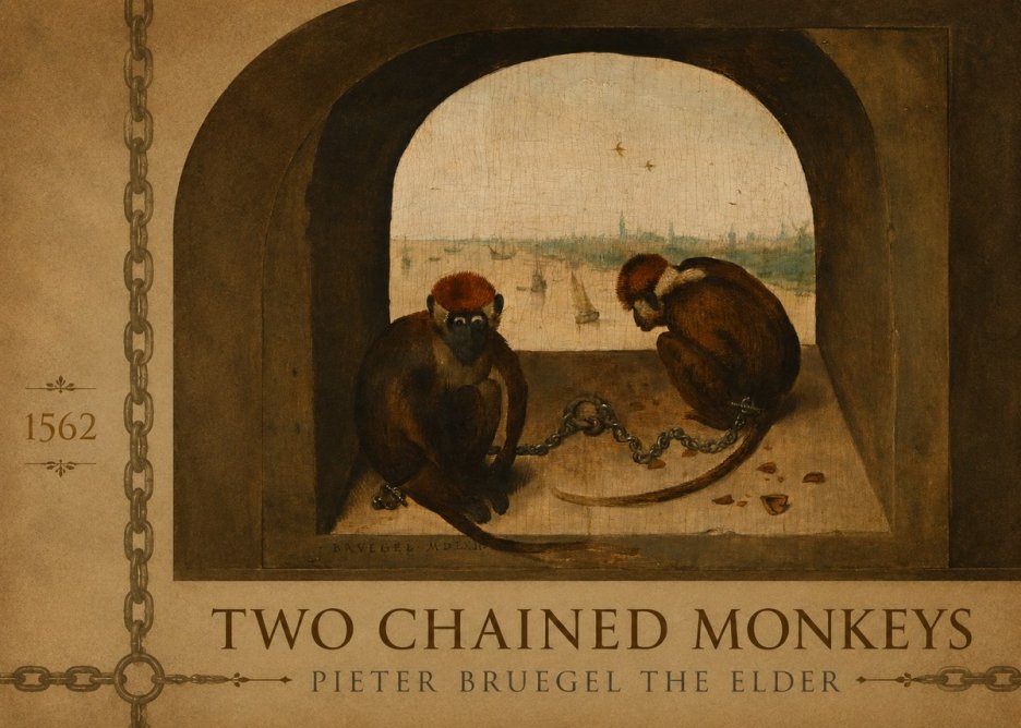 Pieter Bruegel Two Chained Monkeys I No2 - Affiche