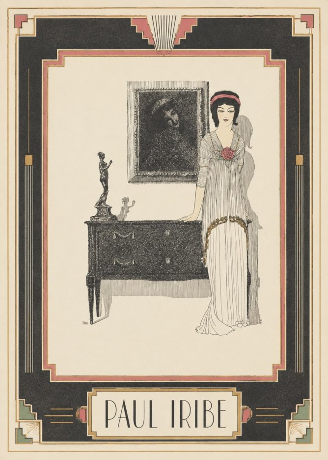 Paul Iribe Elegant Figure in Art Deco Interior No4 - Affiche