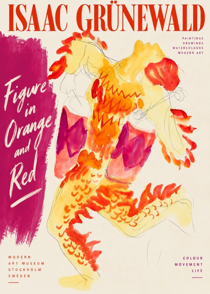 Isaac Grünewald Figure in Orange and Red No3 - Affiche
