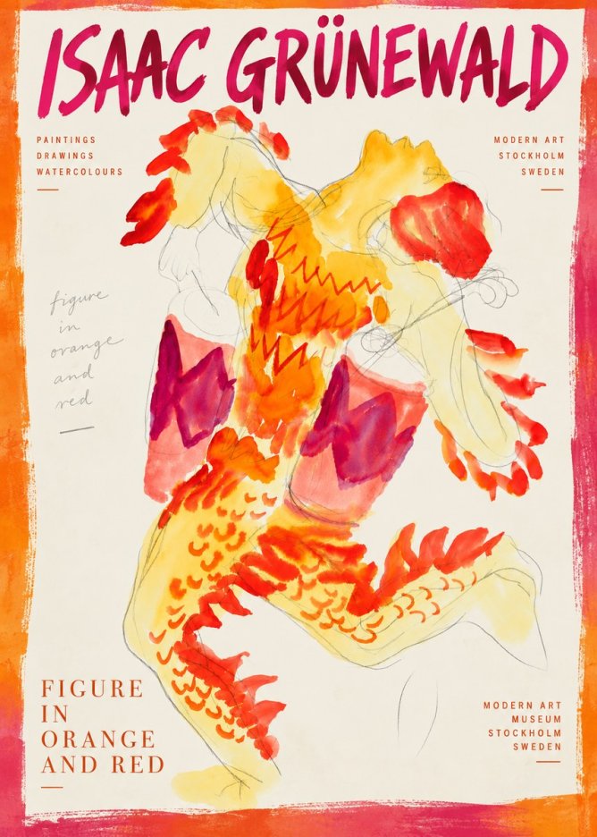 Isaac Grünewald Figure in Orange and Red No5 - Affiche