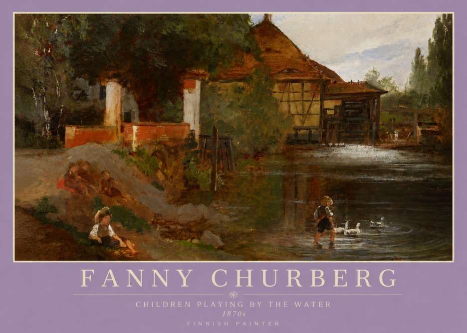 Fanny Churberg Children Playing by the Water No3 - Affiche