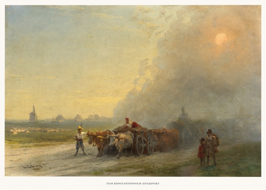 Ivan Konstantinovich Aivazovsky Landscape with Oxen No6 - Affiche