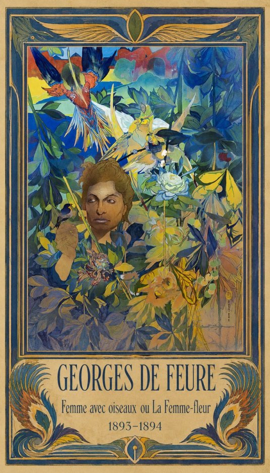 Georges de Feure Femme Avec Oiseaux Ou La Femme-fleur No3 - Affiche