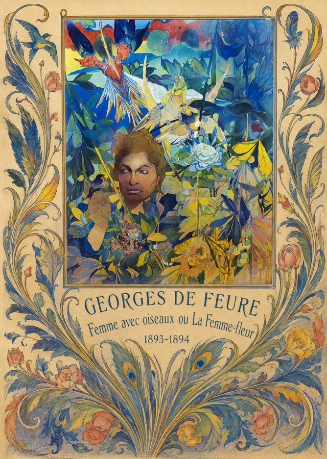 Georges de Feure Femme Avec Oiseaux Ou La Femme-fleur No5 - Affiche