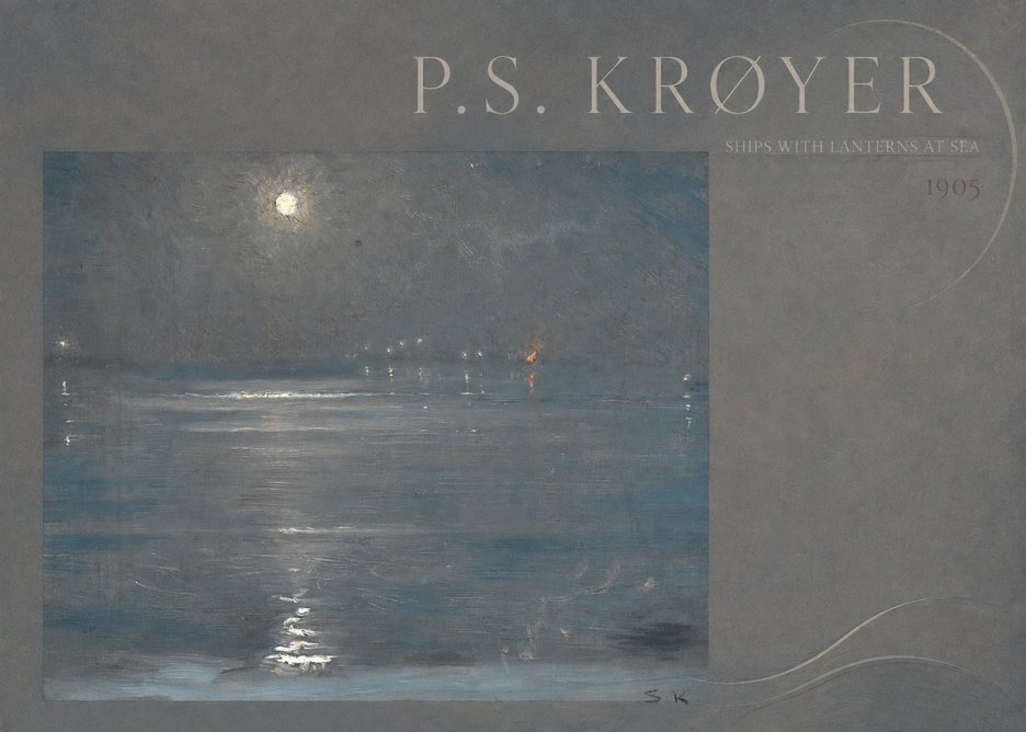 P.S. Krøyer Ships with Lanterns at Sea No4 - Affiche