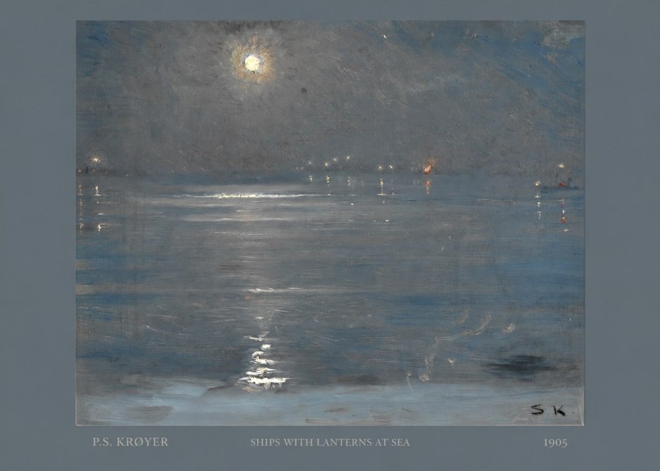 P.S. Krøyer Ships with Lanterns at Sea No6 - Affiche