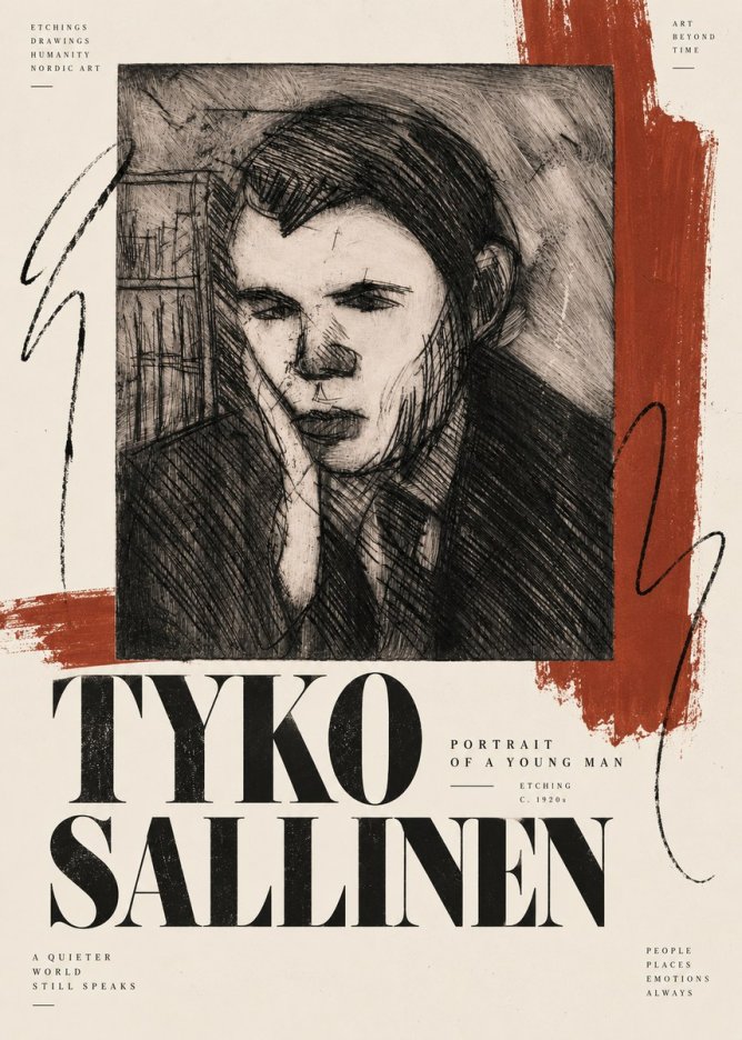 Tyko Sallinen Portrait of a Young Man No6 - Affiche