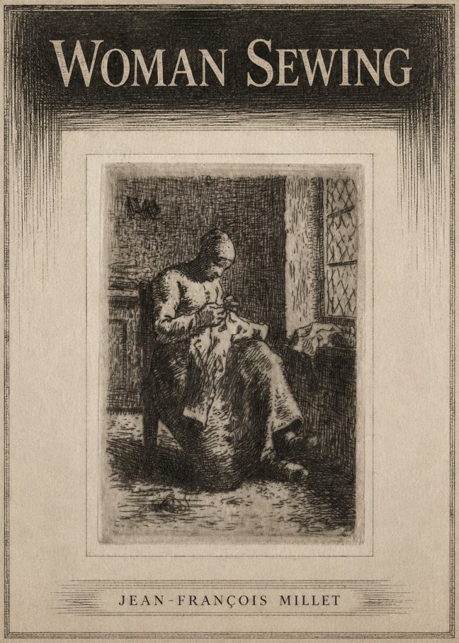 Jean-François Millet Woman Sewing No3 - Affiche