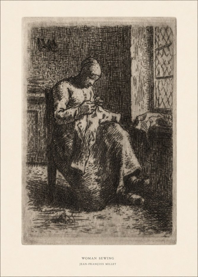 Jean-François Millet Woman Sewing No5 - Affiche