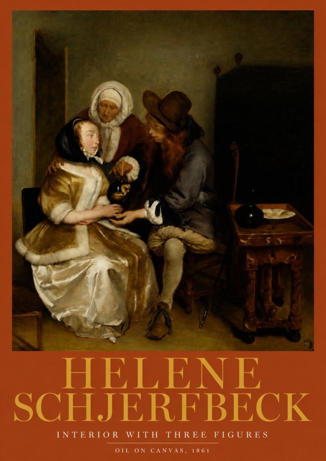 Helene Schjerfbeck Interior with Three Figures No2 - Affiche