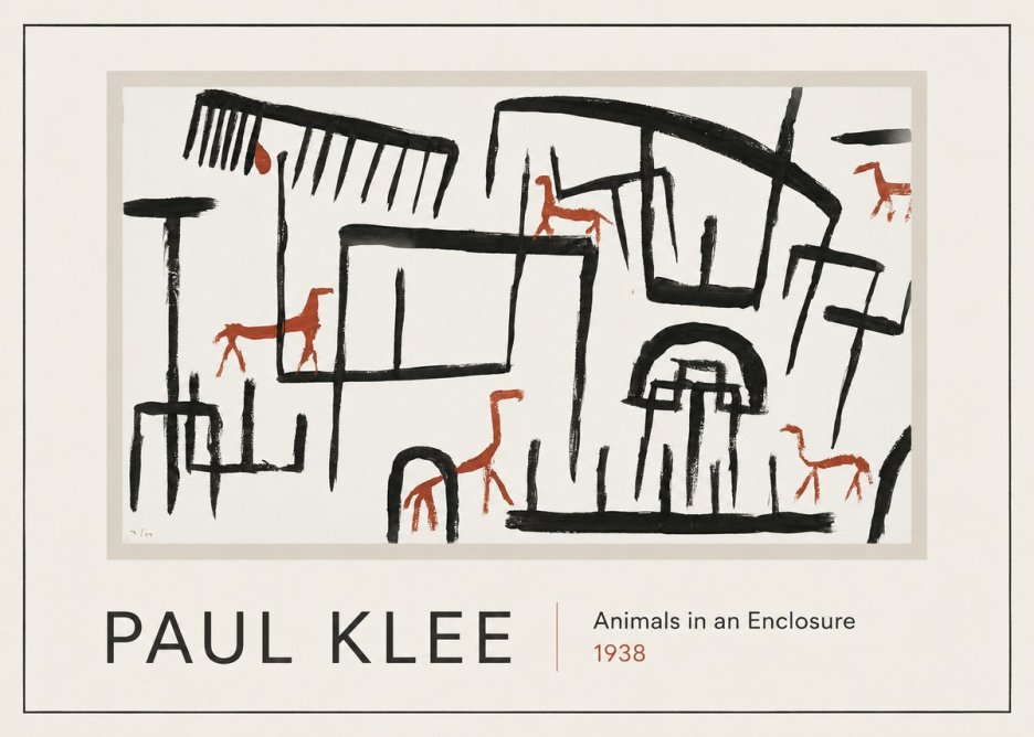 Paul Klee Animals in an Enclosure No1 - Affiche