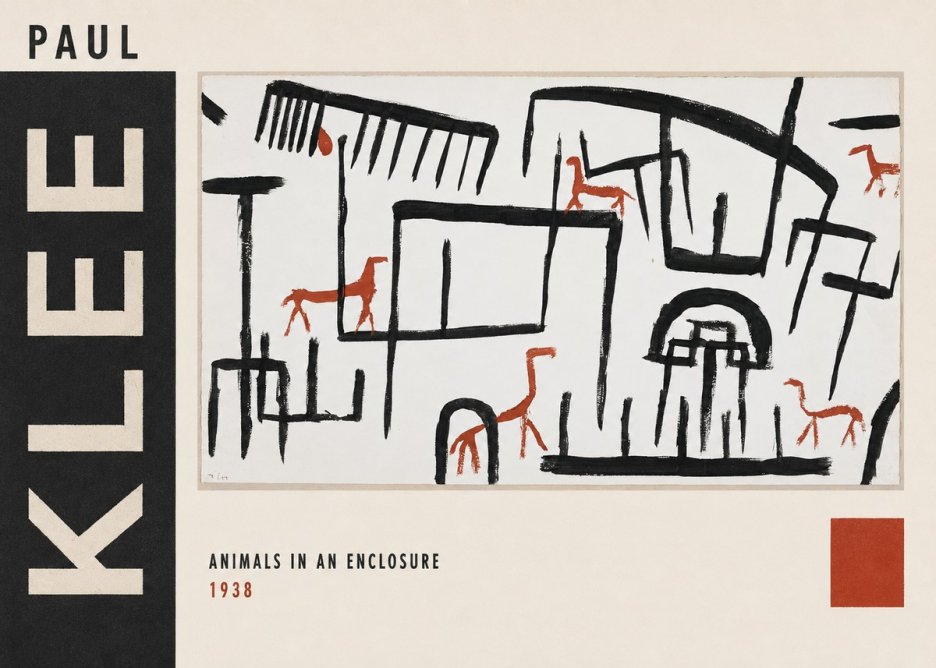 Paul Klee Animals in an Enclosure No3 - Affiche