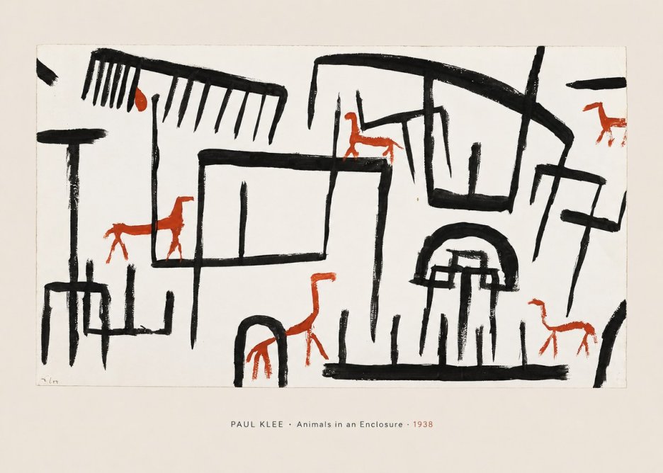 Paul Klee Animals in an Enclosure No5 - Affiche