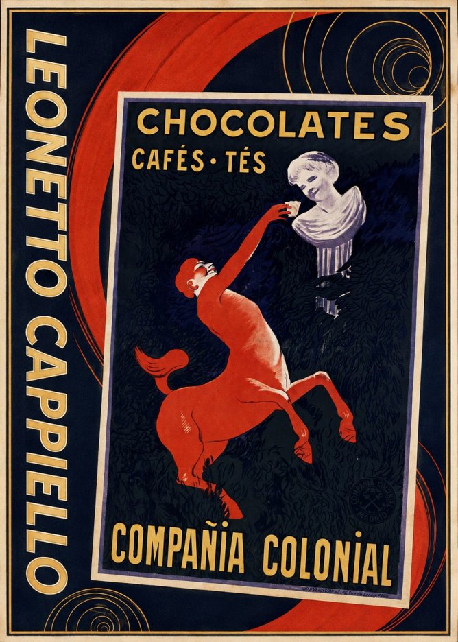 Leonetto Cappiello Chocolates, Cafés, Tés - Compañía Colonial No4 - Affiche