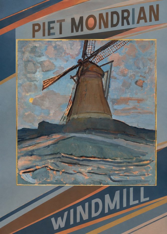 Piet Mondrian Windmill No3 - Affiche