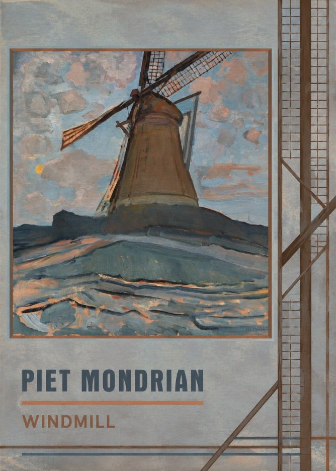 Piet Mondrian Windmill No5 - Affiche