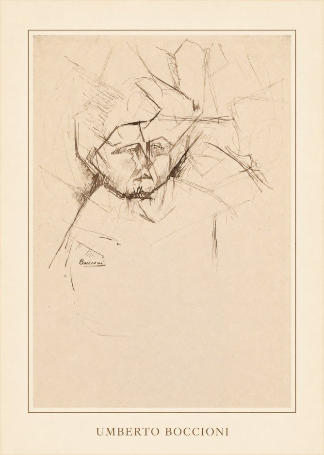 Umberto Boccioni Head Study No4 - Affiche