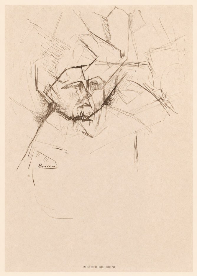 Umberto Boccioni Head Study No6 - Affiche