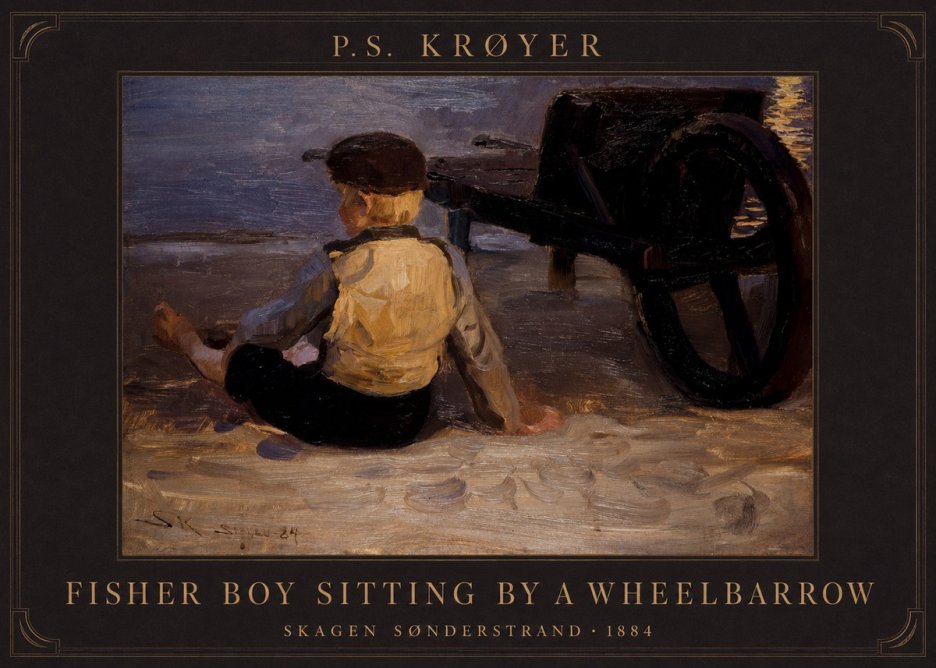 P.S. Krøyer Fisher Boy Sitting by a Wheelbarrow No5 - Affiche