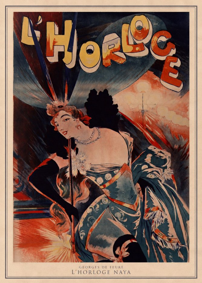 Georges de Feure L'horloge Naya No3 - Affiche