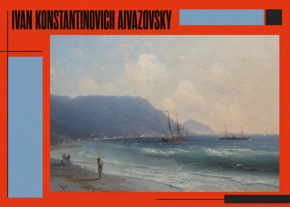 Ivan Konstantinovich Aivazovsky A Coastal View with Fishing Figures No2 - Affiche