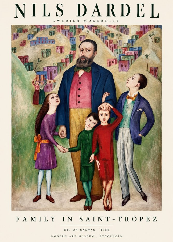 Nils Dardel Family in Saint-tropez No1 - Affiche
