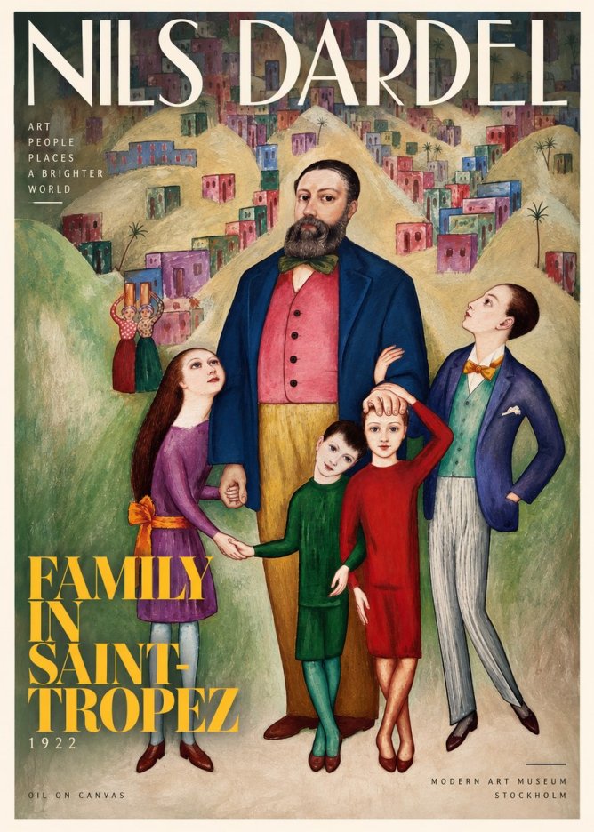 Nils Dardel Family in Saint-tropez No3 - Affiche