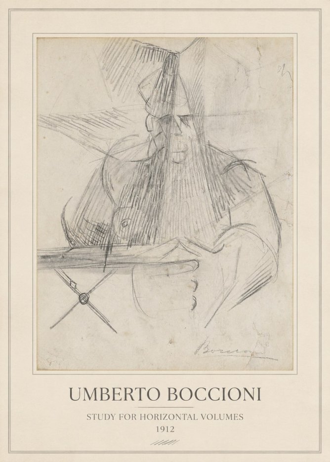 Umberto Boccioni Study for Horizontal Volumes No3 - Affiche