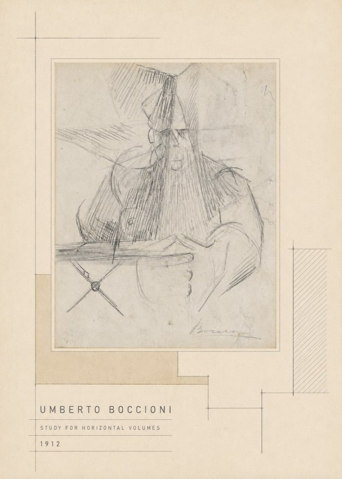 Umberto Boccioni Study for Horizontal Volumes No5 - Affiche