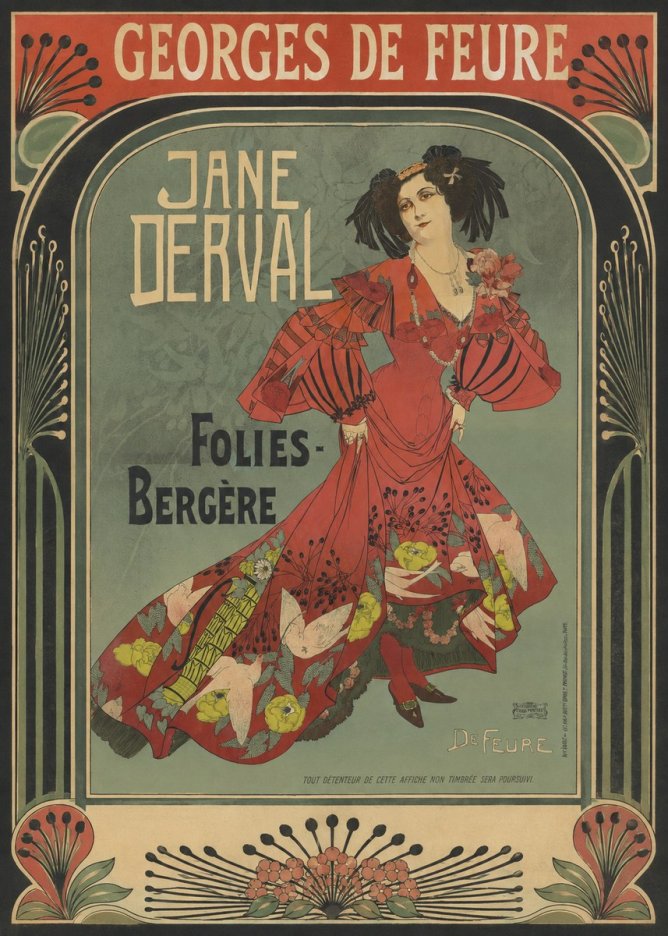 Georges de Feure Jane Derval - Folies-bergère III No4 - Affiche