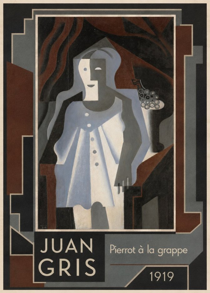 Juan Gris Pierrot À La Grappe No1 - Affiche