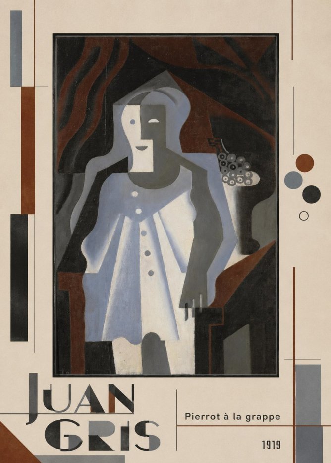 Juan Gris Pierrot À La Grappe No3 - Affiche