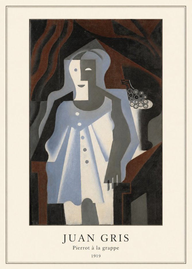 Juan Gris Pierrot À La Grappe No4 - Affiche