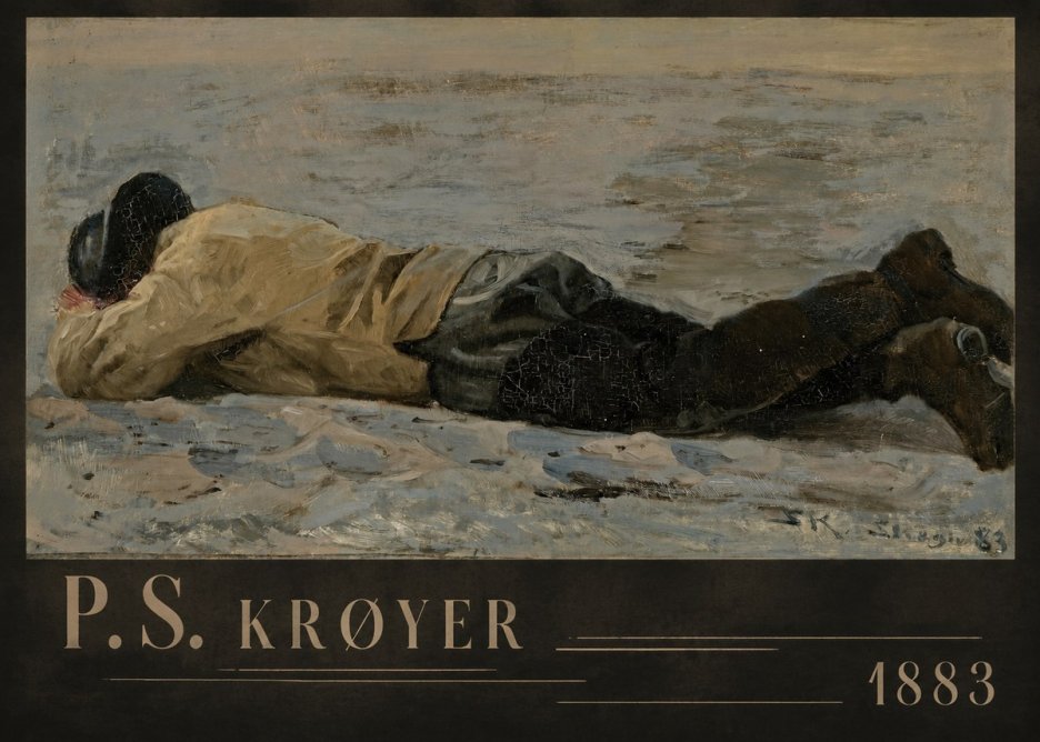 P.S. Krøyer Fisherman Lying on the Beach No6 - Affiche