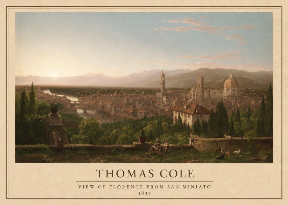 Thomas Cole View of Florence from San Miniato No1 - Affiche