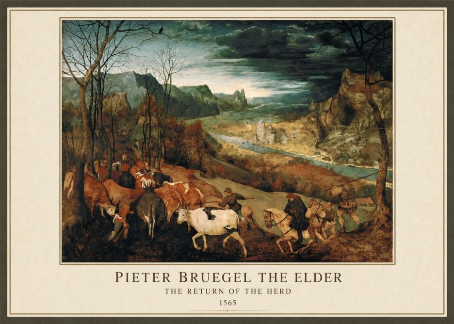 Pieter Bruegel The Return of the Herd No1 - Affiche