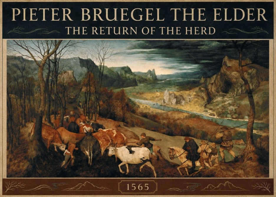 Pieter Bruegel The Return of the Herd No3 - Affiche