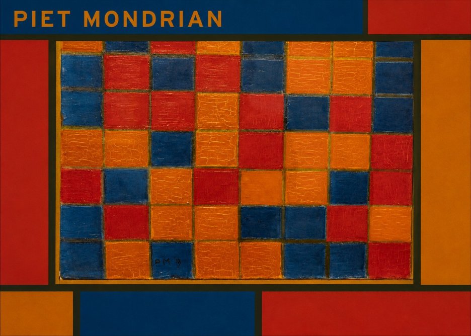 Piet Mondrian Checkerboard Composition with Dark Colors No1 - Affiche