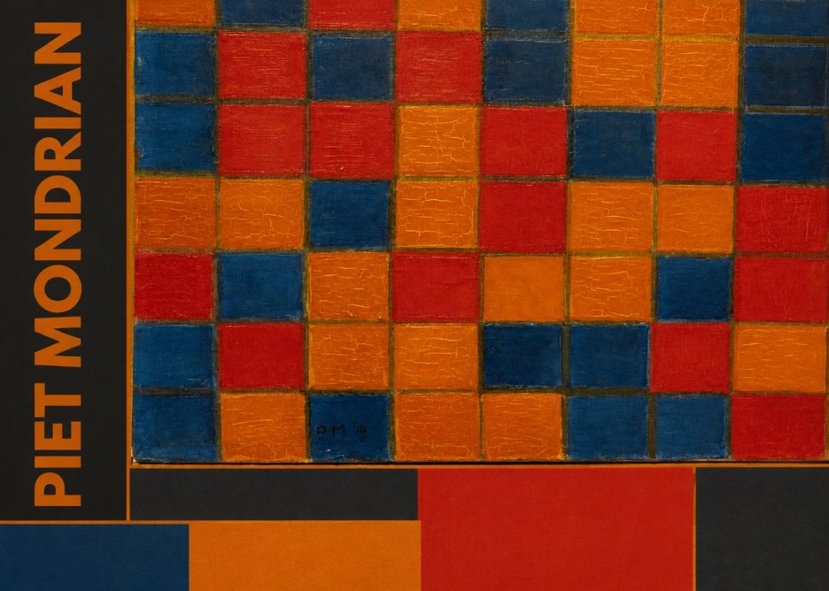 Piet Mondrian Checkerboard Composition with Dark Colors No2 - Affiche