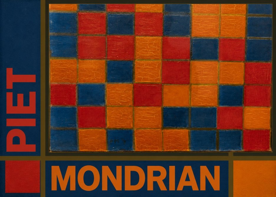 Piet Mondrian Checkerboard Composition with Dark Colors No5 - Affiche